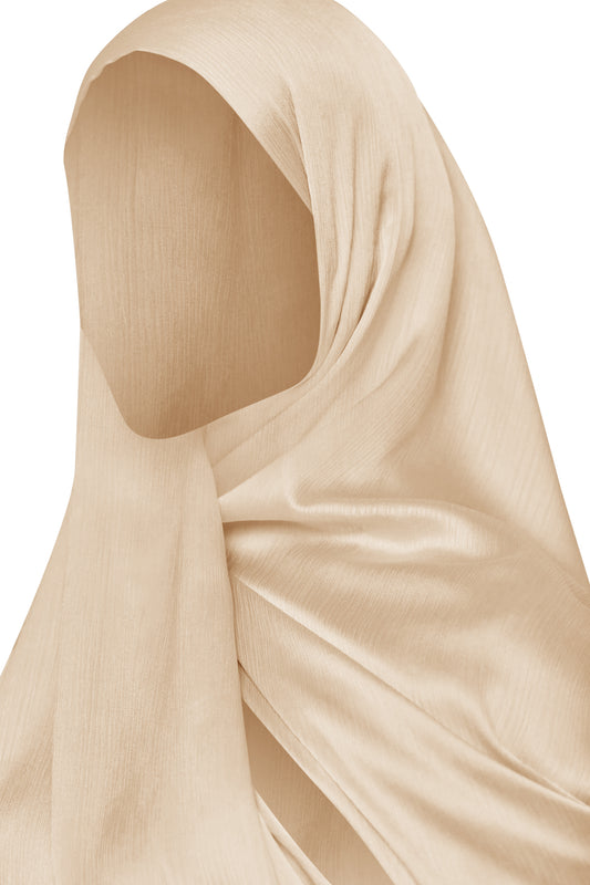 CrinkleShine Satin Hijab - Cream