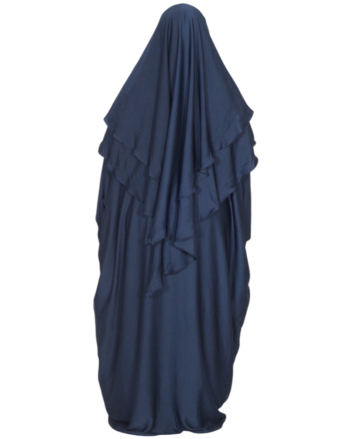 SilkCascade Butterfly Khimar Set - Navy Blue