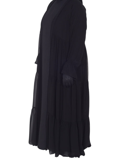 Ruffle Chiffon Abaya with Inner Dress & Sheila