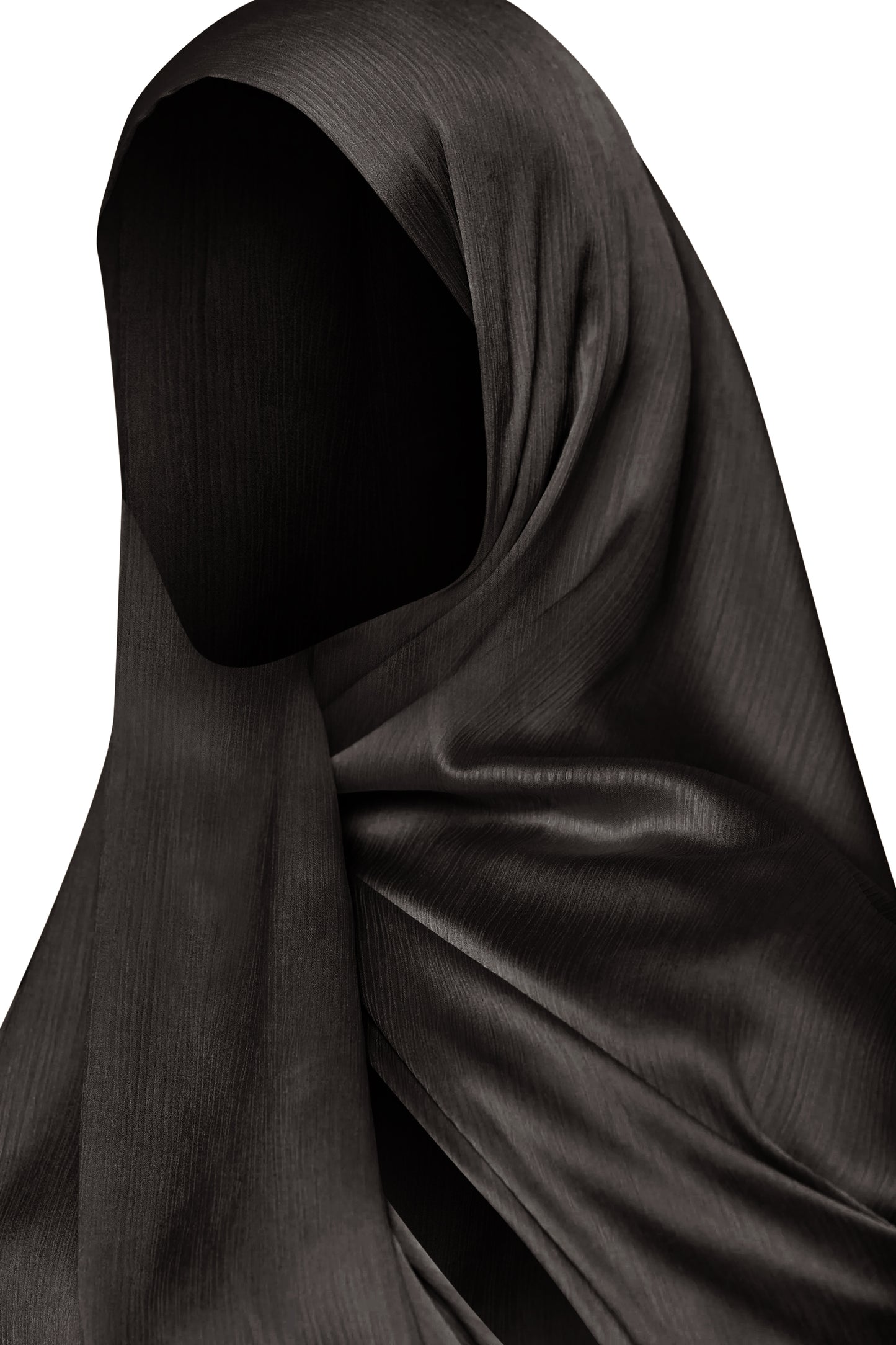 CrinkleShine Satin Hijab - Black