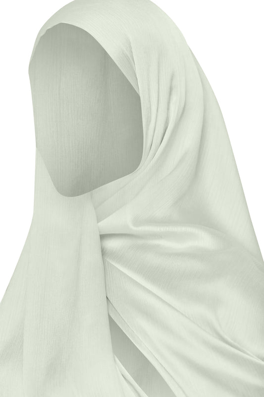 CrinkleShine Satin Hijab - Light Silver