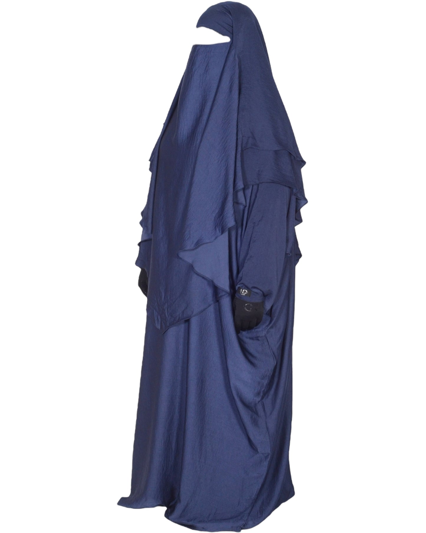 SilkCascade Butterfly Khimar Set - Navy Blue