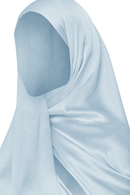 CrinkleShine Satin Hijab - Light Blue