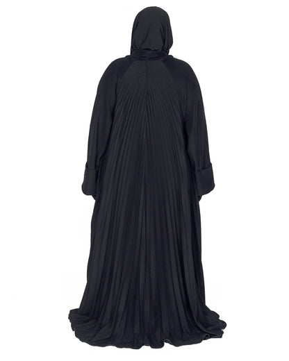 Chamois Pleated Abaya with Snap Buttons & Matching Sheila