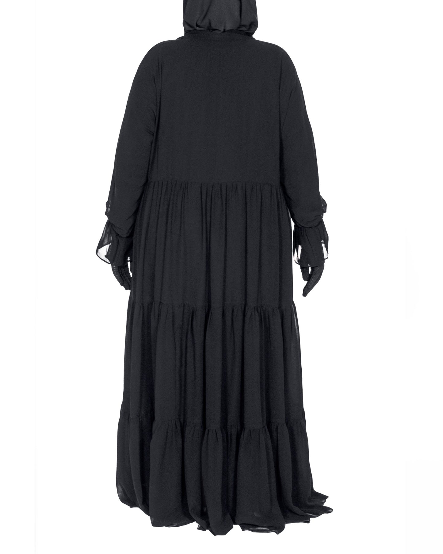 Ruffle Chiffon Abaya with Inner Dress & Sheila