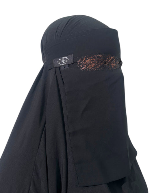 Compact Clip-Back Saudi Niqab with Elastic Band