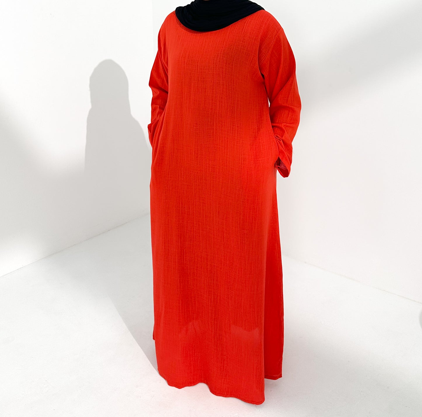 Rust Orange Linen Closed Abaya