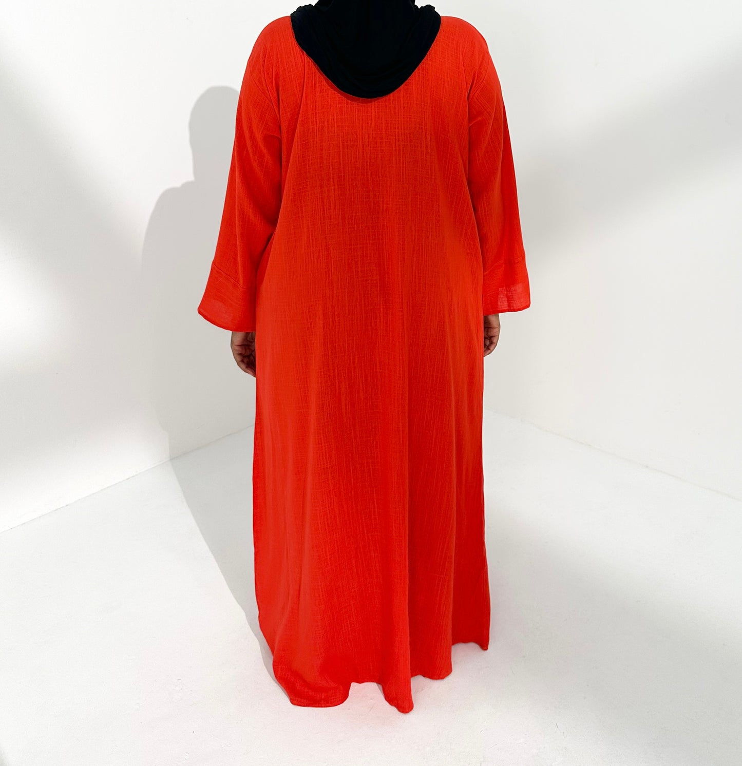 Rust Orange Linen Closed Abaya