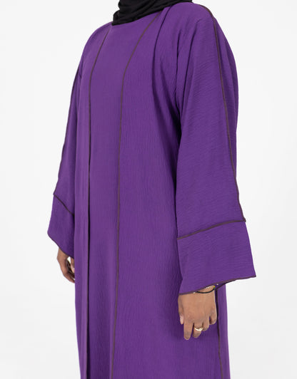 Purple with Brown Contrast Stitch Abaya