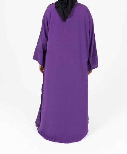 Purple with Brown Contrast Stitch Abaya