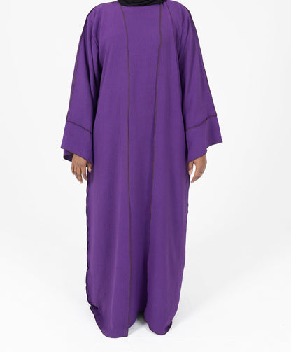 Purple with Brown Contrast Stitch Abaya