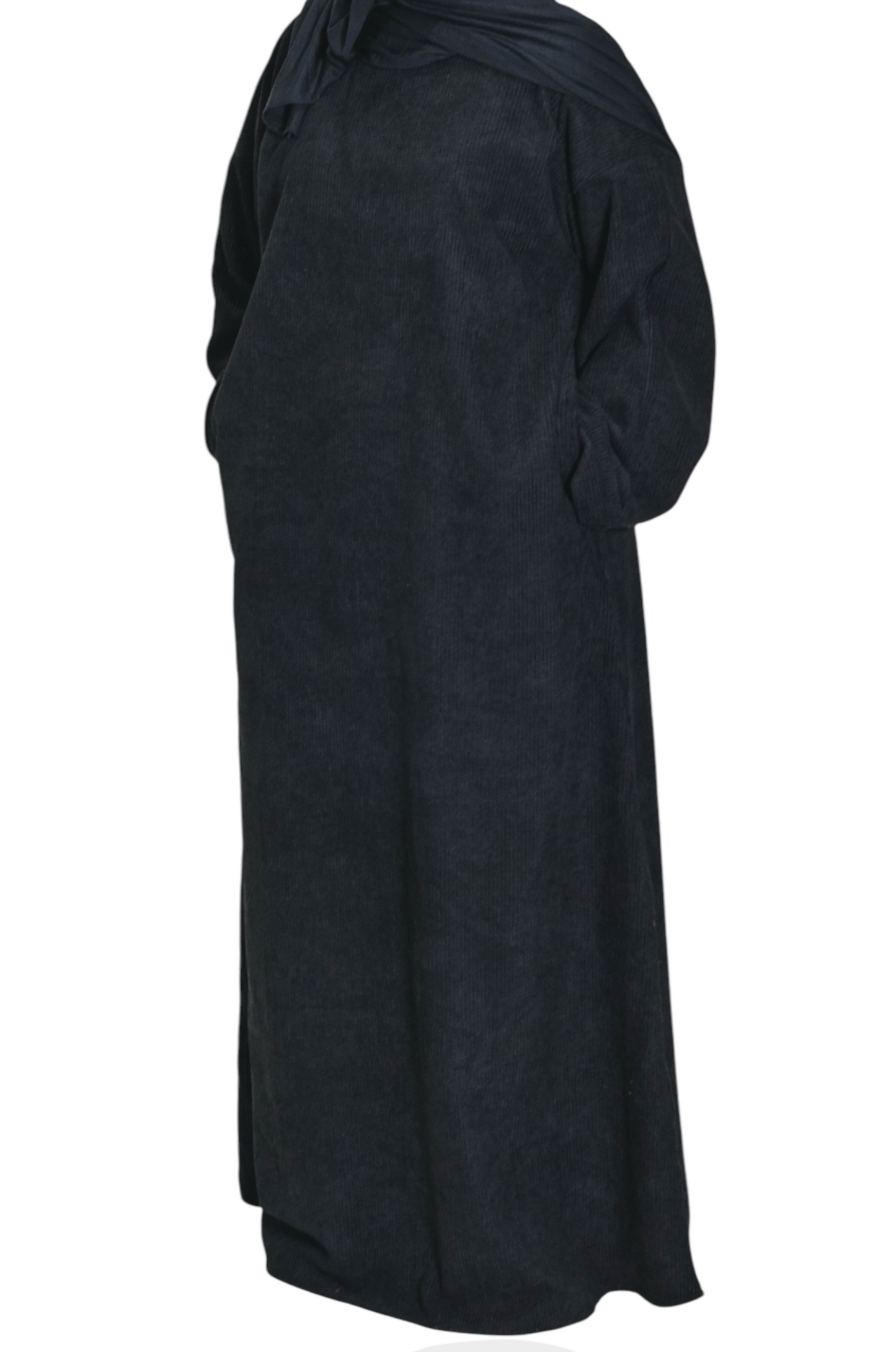 Black Corduroy Comfort Abaya