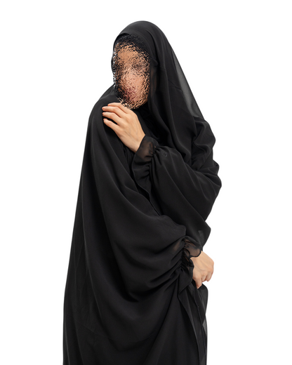 Maxi Saudi Chiffon Khimar with Elastic Headband and Ruffle Cuffs