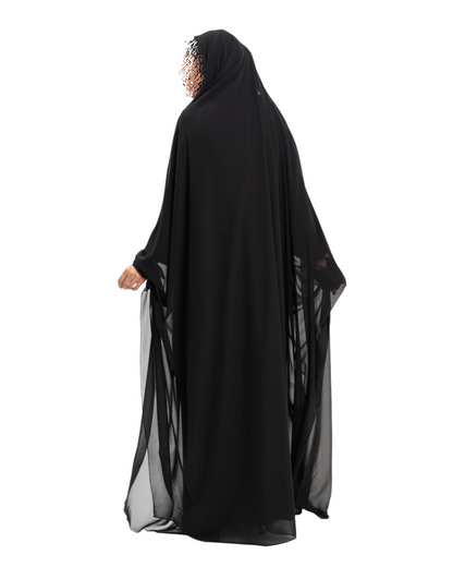 Maxi Saudi Chiffon Khimar with Elastic Headband and Ruffle Cuffs