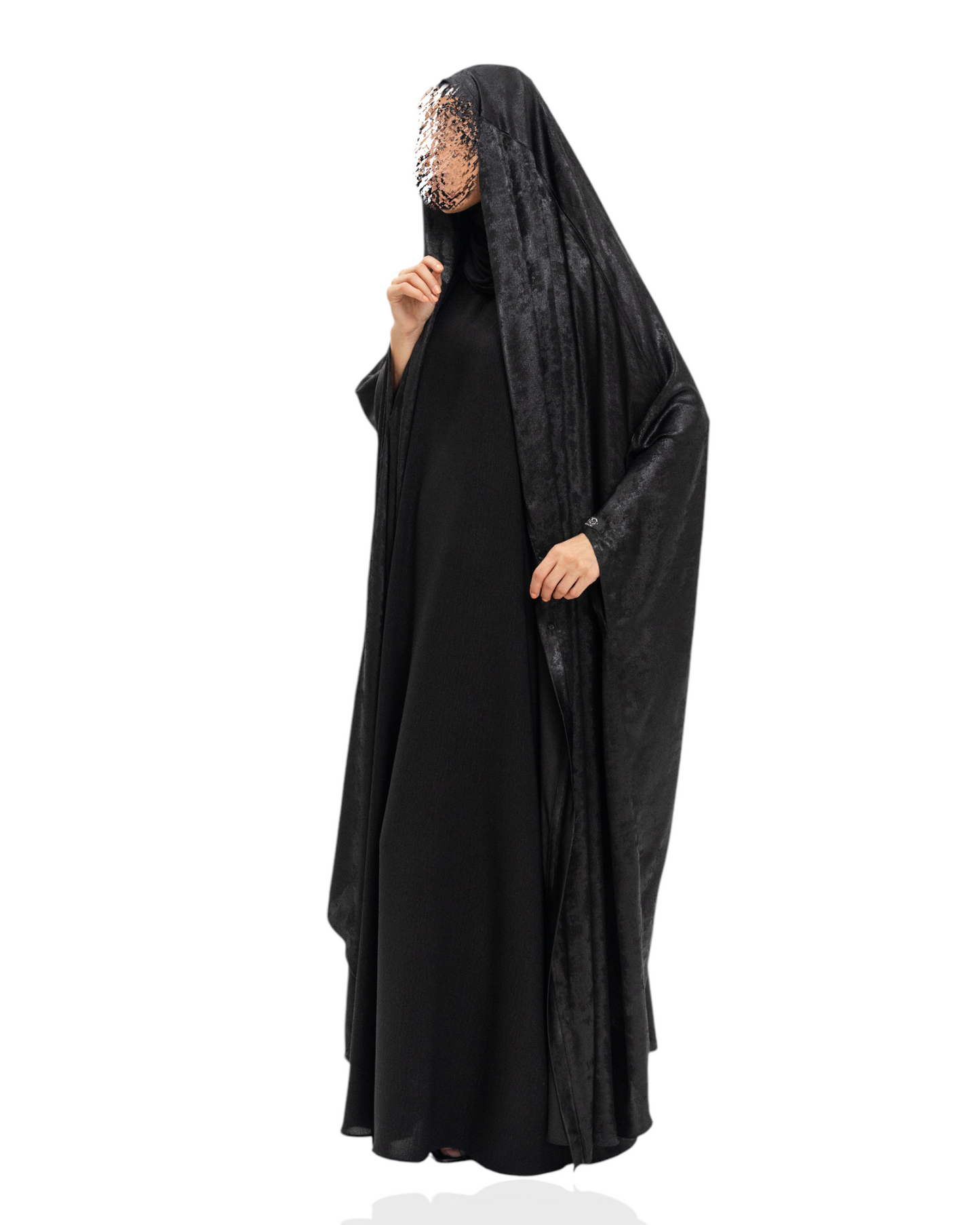 Majestic Black Sparkle Buttoned Saudi Overhead