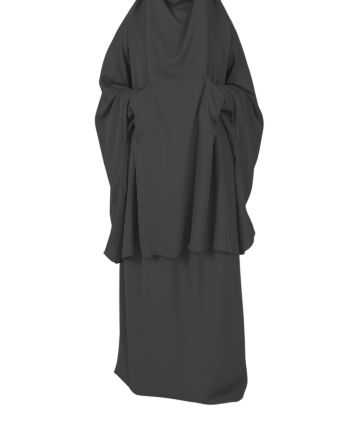 Women's Two-Piece Nidha Jilbab with Buttoned Pockets - Black