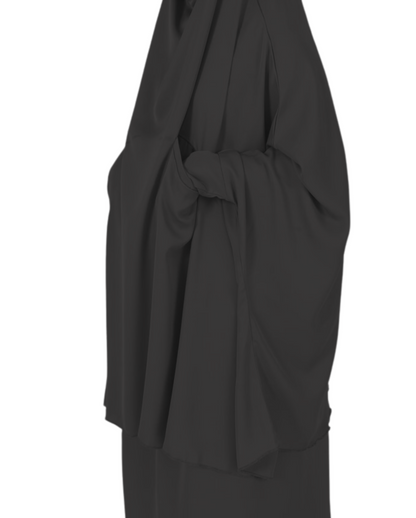 Women's Two-Piece Nidha Jilbab with Buttoned Pockets - Black