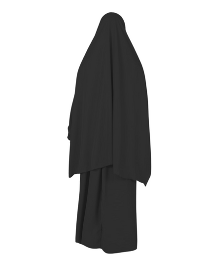 Women's Two-Piece Nidha Jilbab with Buttoned Pockets - Black