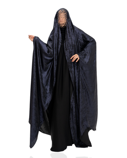 Majestic Blue Black Sparkle Buttoned Saudi Overhead