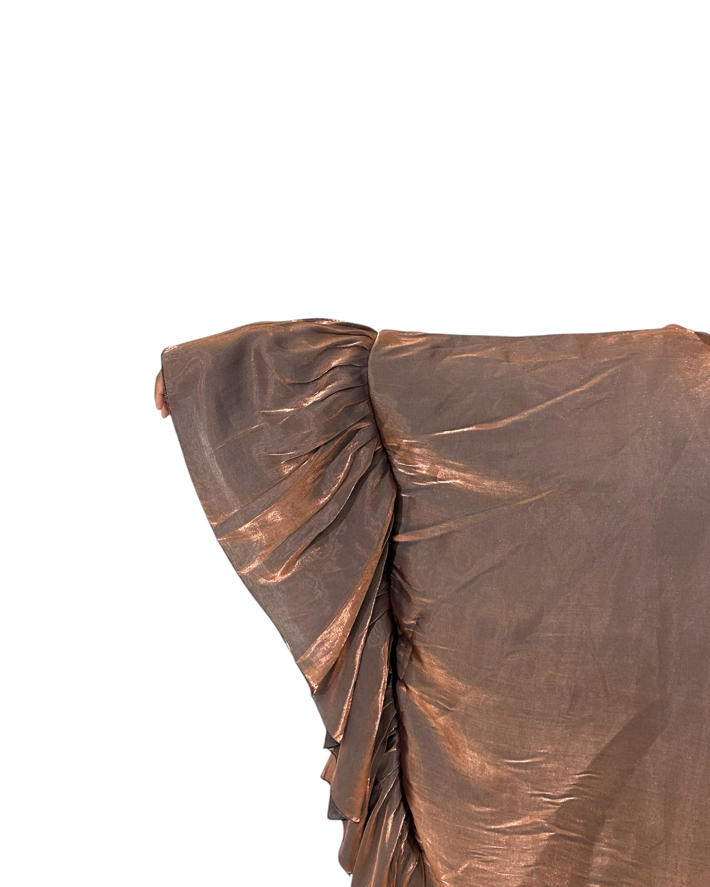 Bronze SilkFlutter Ruffle Butterfly Abaya