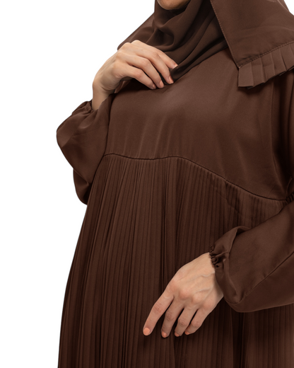 Pre-Order Chocolate Brown Draped Pleated Abaya