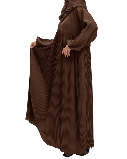 Pre-Order Chocolate Brown Draped Pleated Abaya