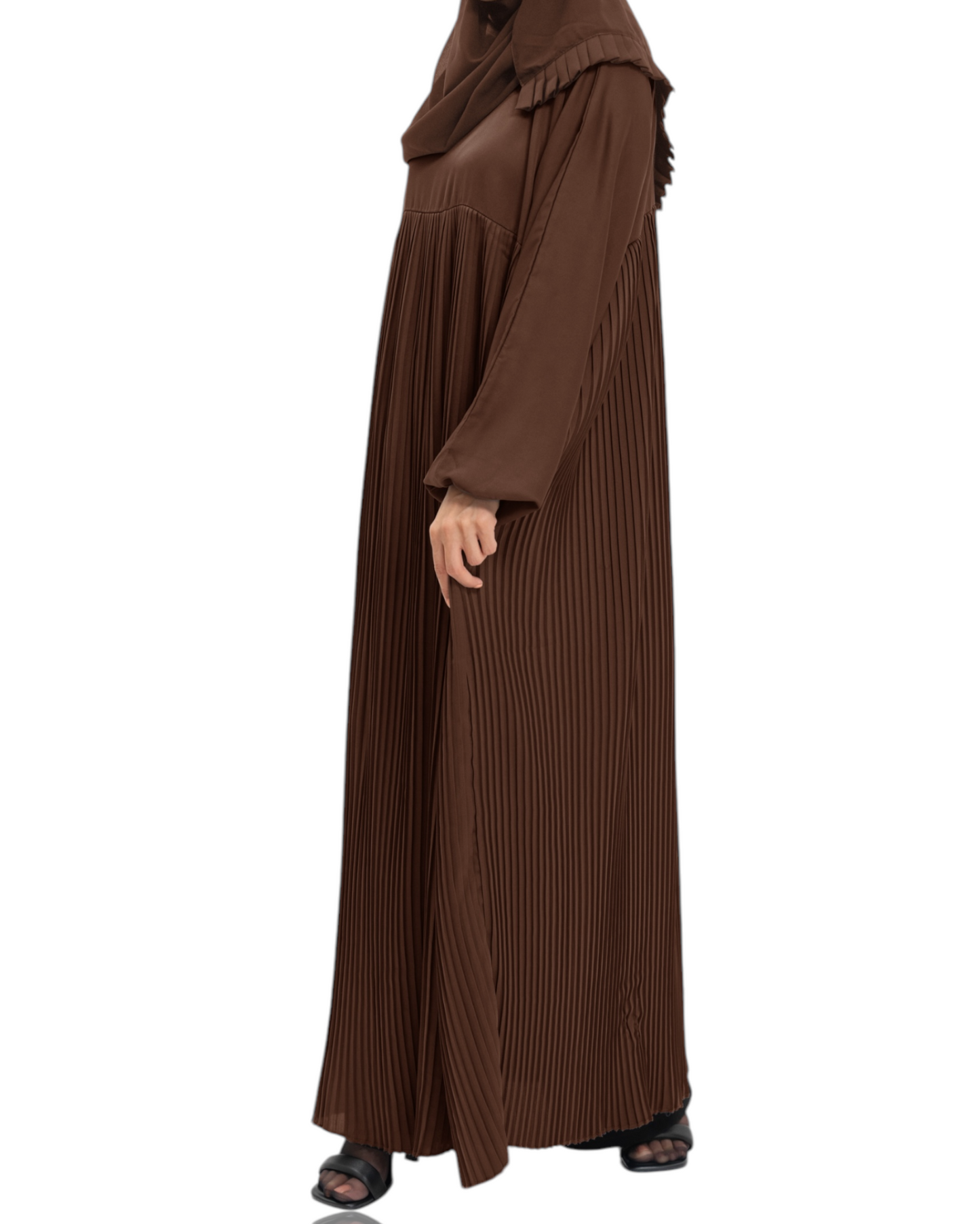 Pre-Order Chocolate Brown Draped Pleated Abaya