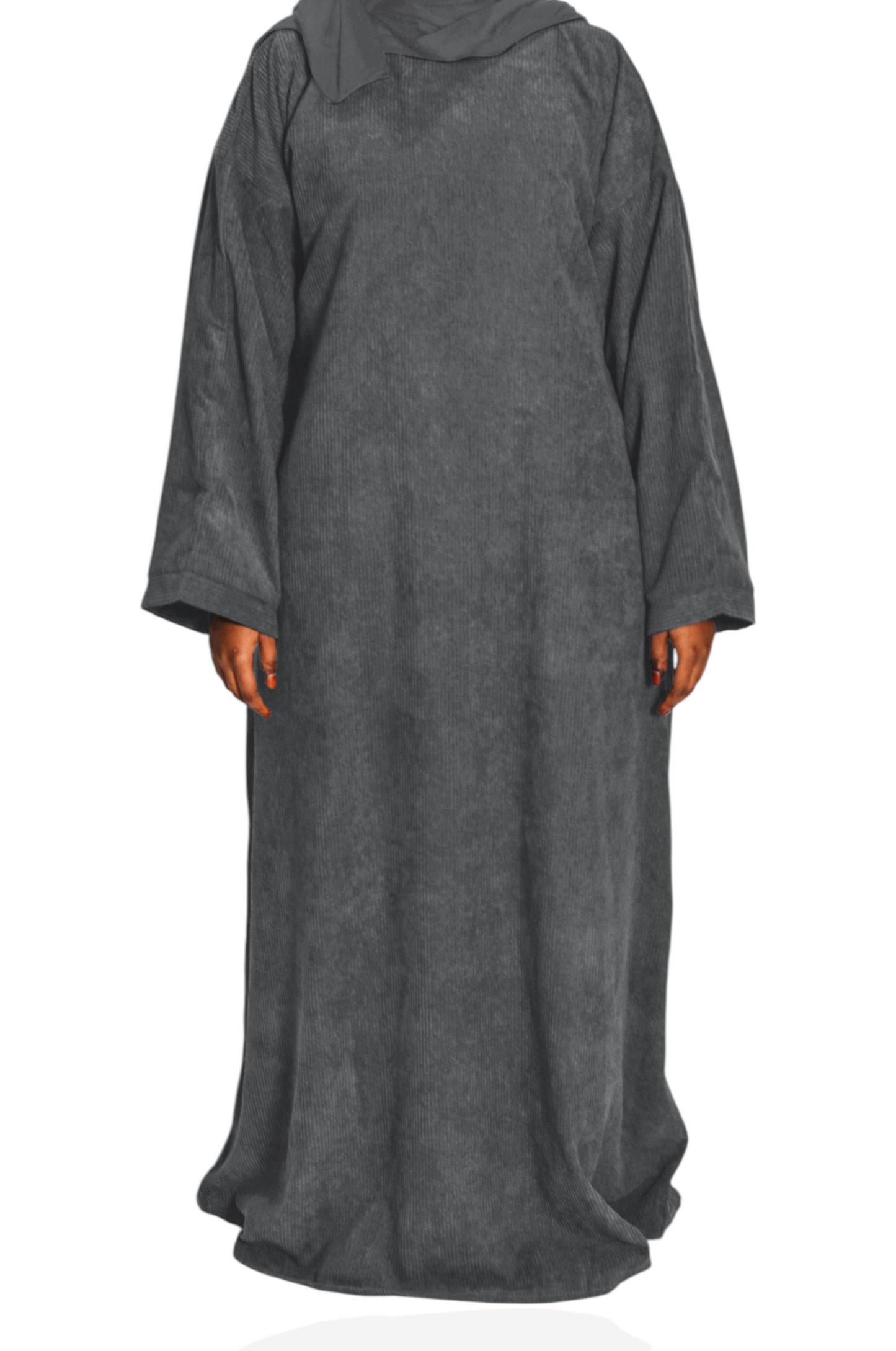 Grey Corduroy Comfort Abaya