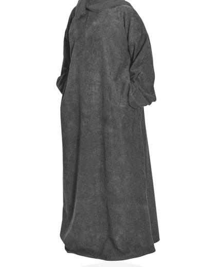 Grey Corduroy Comfort Abaya