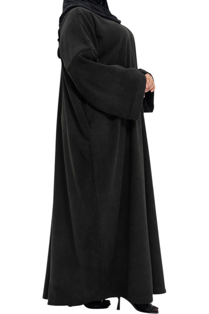 Curvy Black Corduroy Comfort Abaya