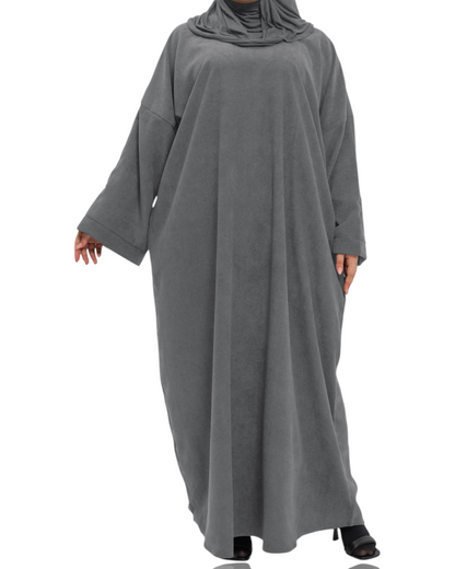 Curvy Grey Corduroy Comfort Abaya