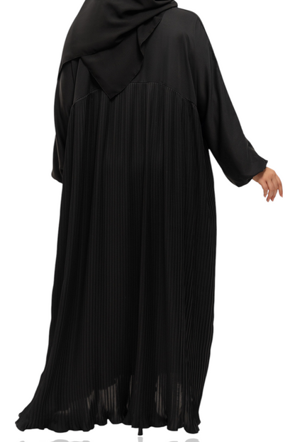 Curvy Black Draped Pleated Abaya