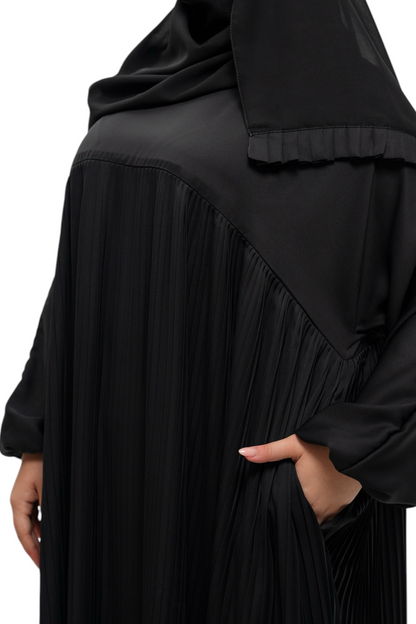 Curvy Black Draped Pleated Abaya