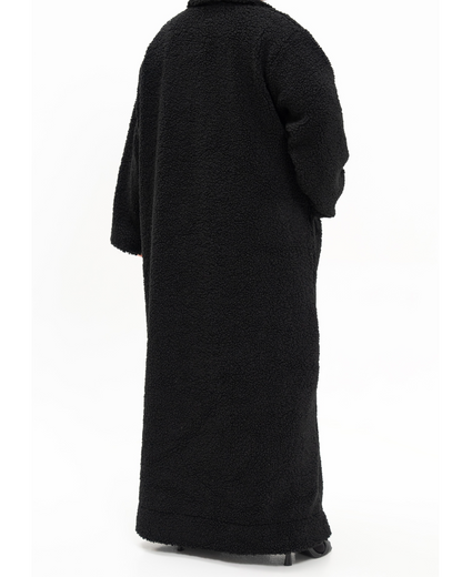 Black Oversized Teddy Coat Abaya